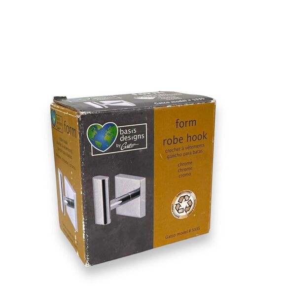 Gatco Basic Designs Form Robe Hook New In Box Model #5335 Silver Modern Simple - Picture 1 of 10